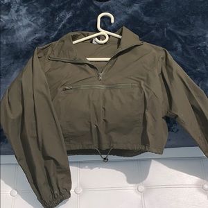 Olive green cropped windbreaker